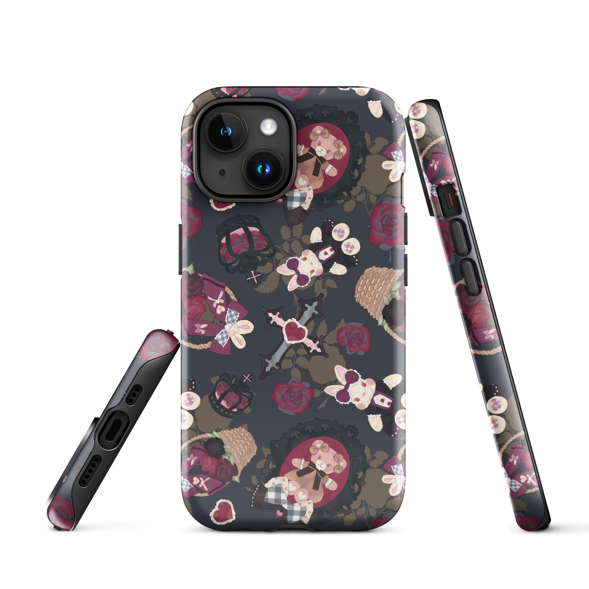 Stylish Gothic Teddy iPhone® Tough Case with dual-layer protection for maximum impact absorption and year-round safety.