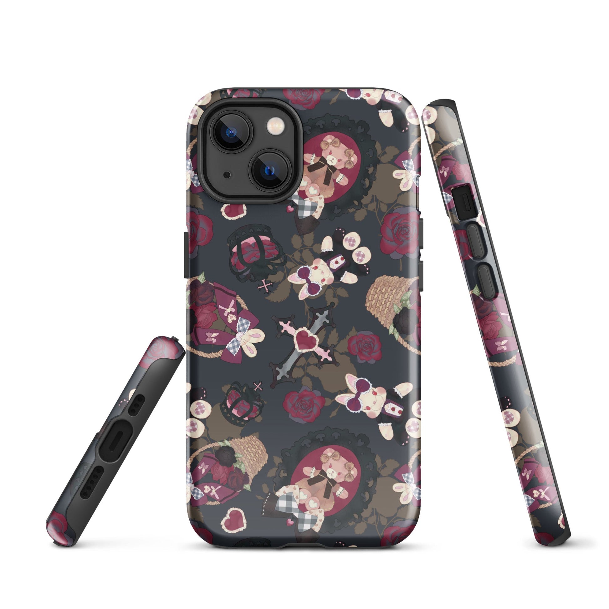 Stylish Gothic Teddy iPhone® Tough Case with durable polycarbonate and TPU for ultimate phone protection.