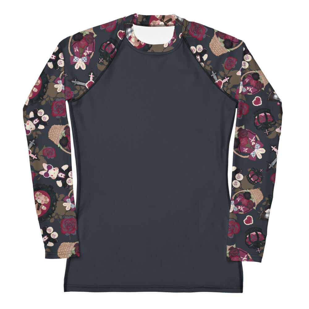 Gothic Teddy Rash Guard features a stylish design for activewear, offering sun protection and ultimate comfort during sports.