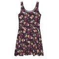 Gothic Teddy Skater Dress featuring vibrant regal motifs and a flared skirt, perfect for conquering your day.