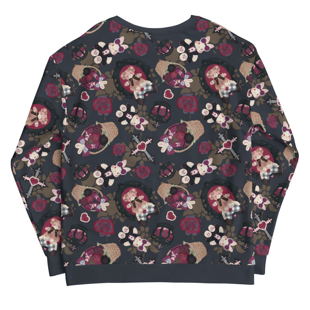 Gothic Teddy Sweatshirt features regal motifs, offering comfort and style for confident queens. Perfect for any wardrobe.