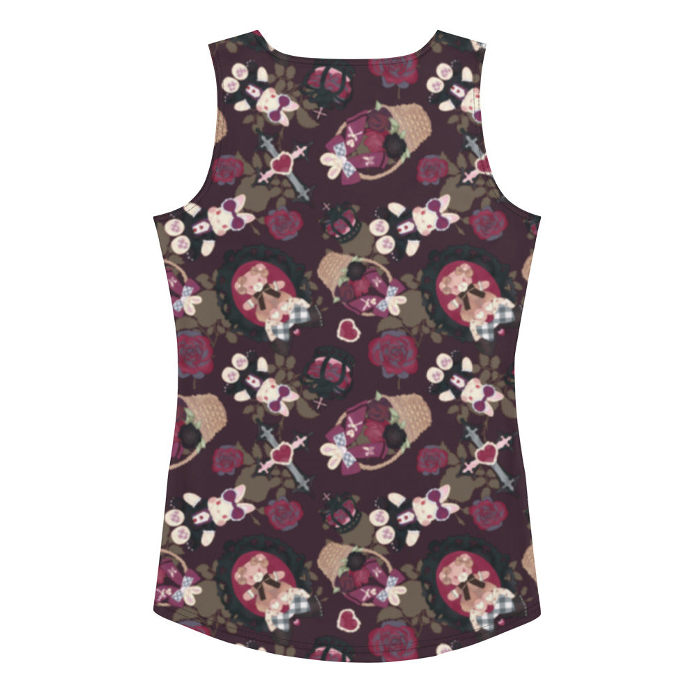 Stylish Gothic Teddy Tank Top featuring a dark, adorable print perfect for summer. Order one size down for a snug fit!