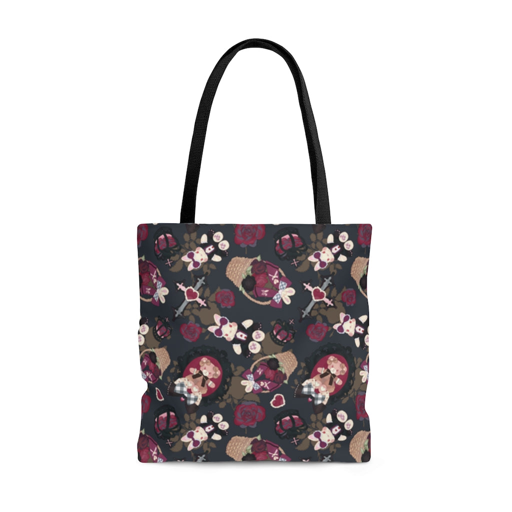 Stylish Gothic Teddy Tote Bag (Grey) features playful designs, perfect for any outing or travel.