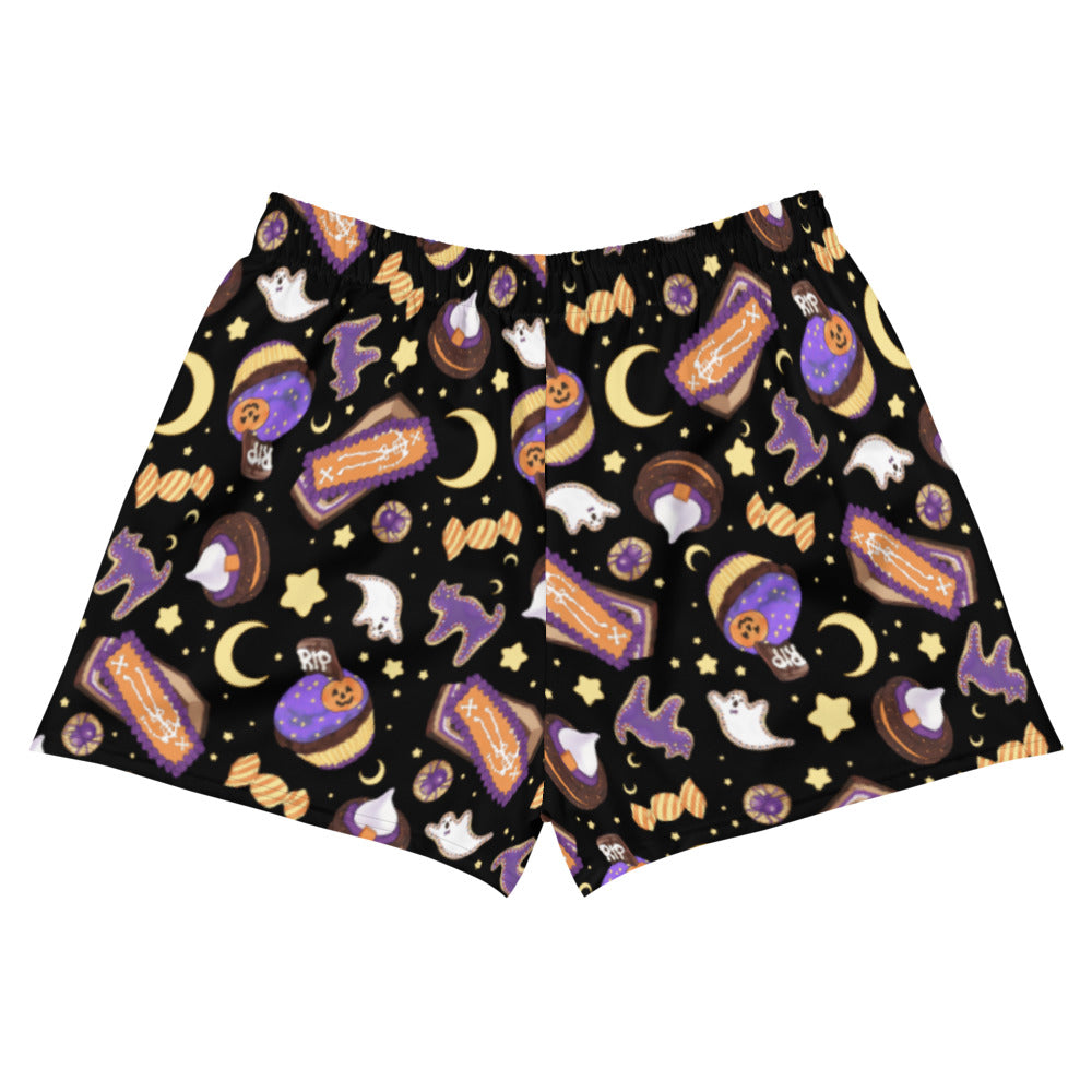 Stay stylish this spooky season in our Halloween Treat Athletic Short Shorts, perfect for any active adventure!