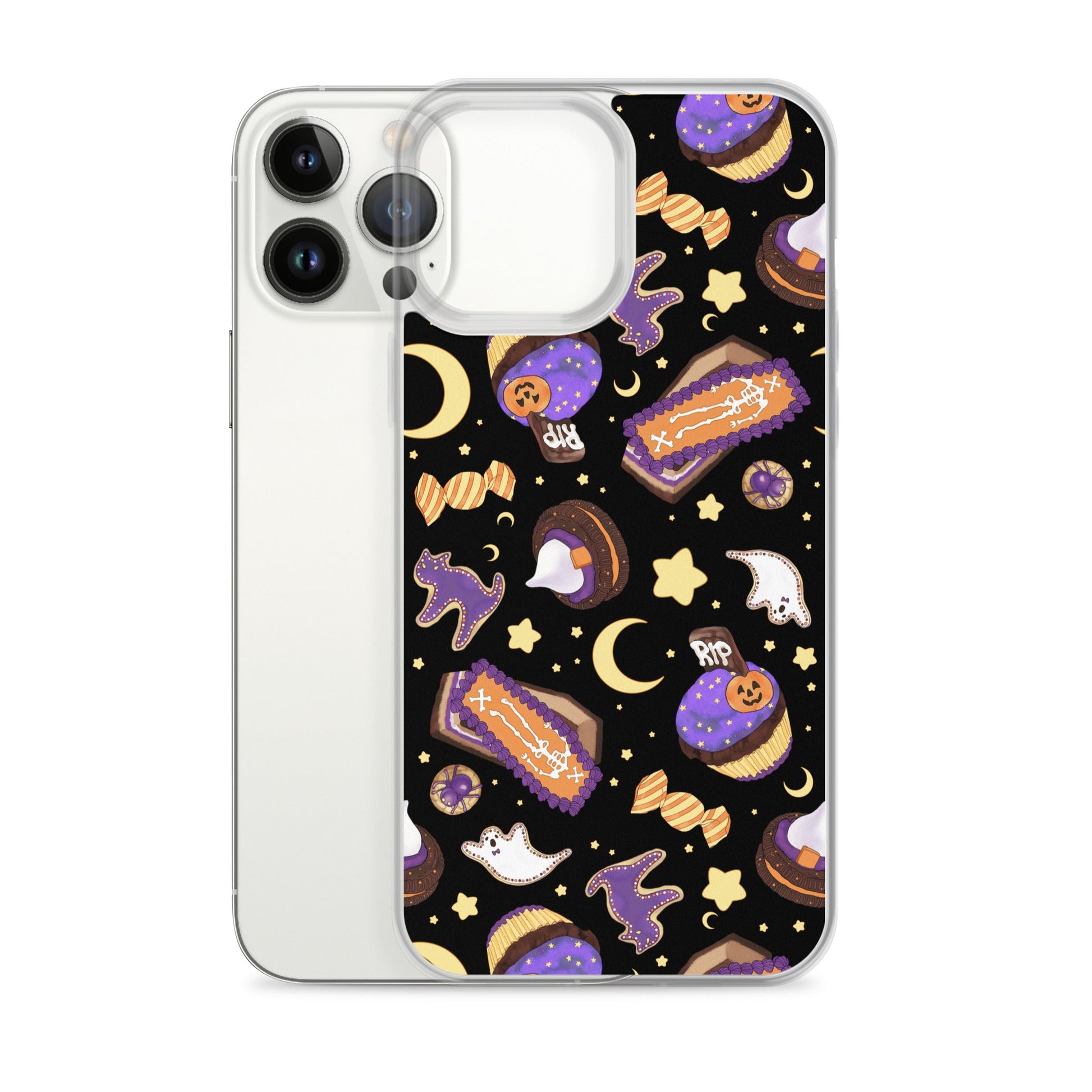 Sleek Halloween Treat iPhone® Clear Case featuring fun spooky designs, protecting your phone from scratches and dirt.
