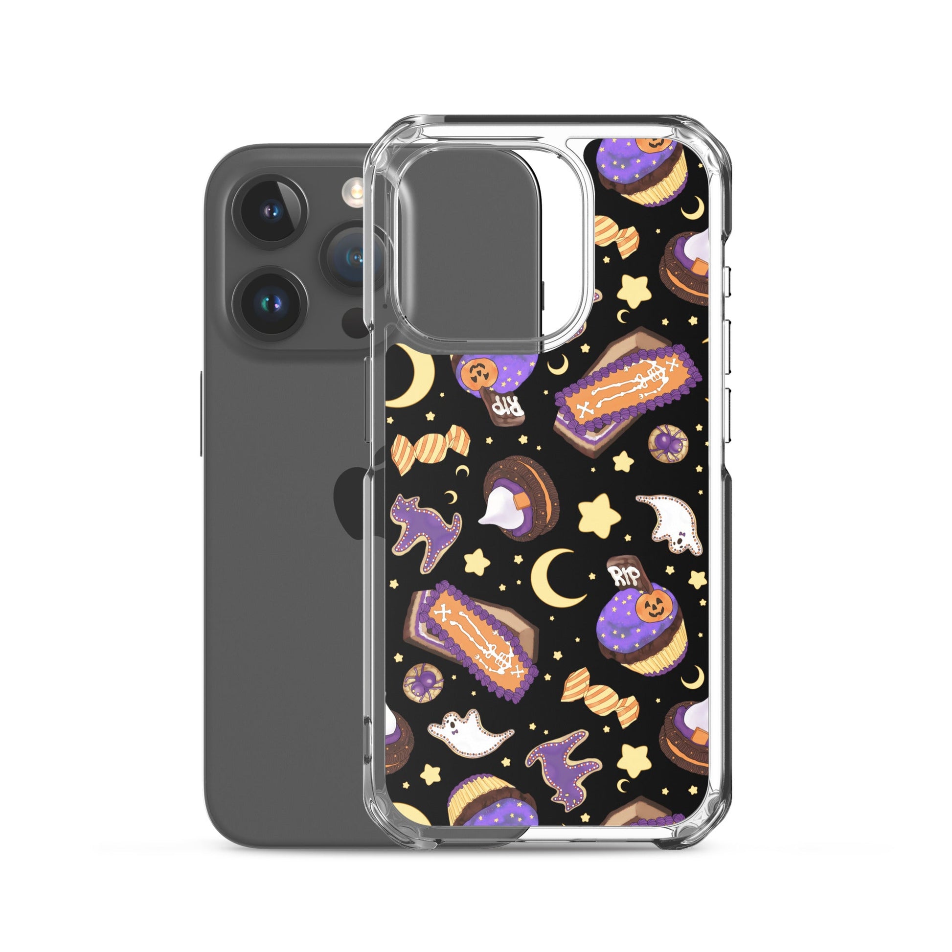 Halloween Treat iPhone® Clear Case showcases fun designs, offering protection against scratches and dirt for your device.