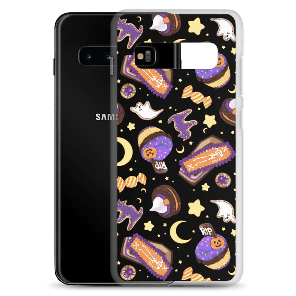 Sleek Halloween Treat Samsung® Clear Case features fun designs, protecting your phone while showcasing festive style.