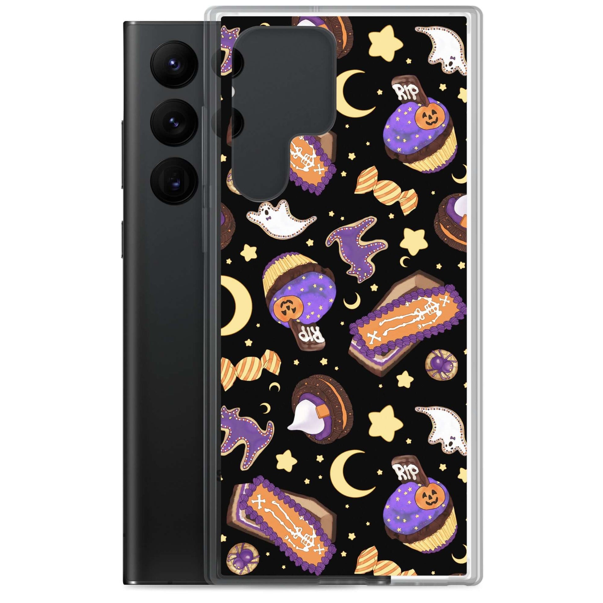 Protect your phone in style with the Halloween Treat Samsung® Clear Case featuring fun Halloween-themed designs.