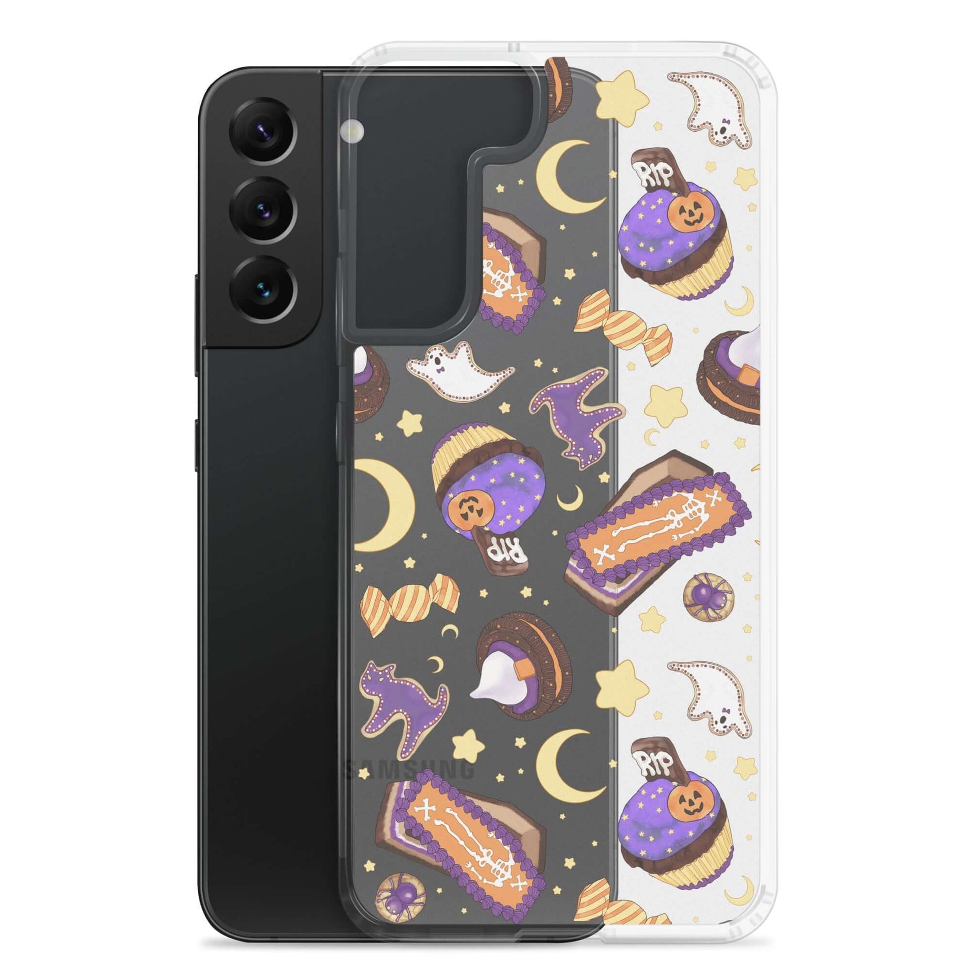 Sleek Halloween Treat Samsung® Clear Case protects your phone while showcasing festive designs for spooky fun.