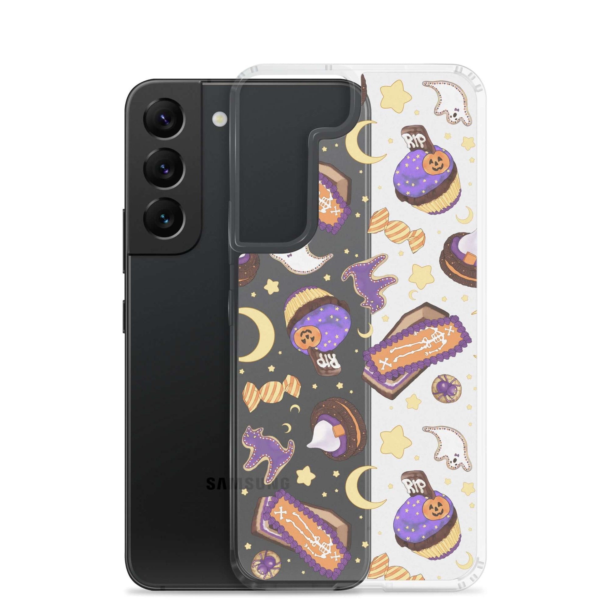Sleek Halloween Treat Samsung® Clear Case featuring fun spooky designs to protect your phone in style and safety.