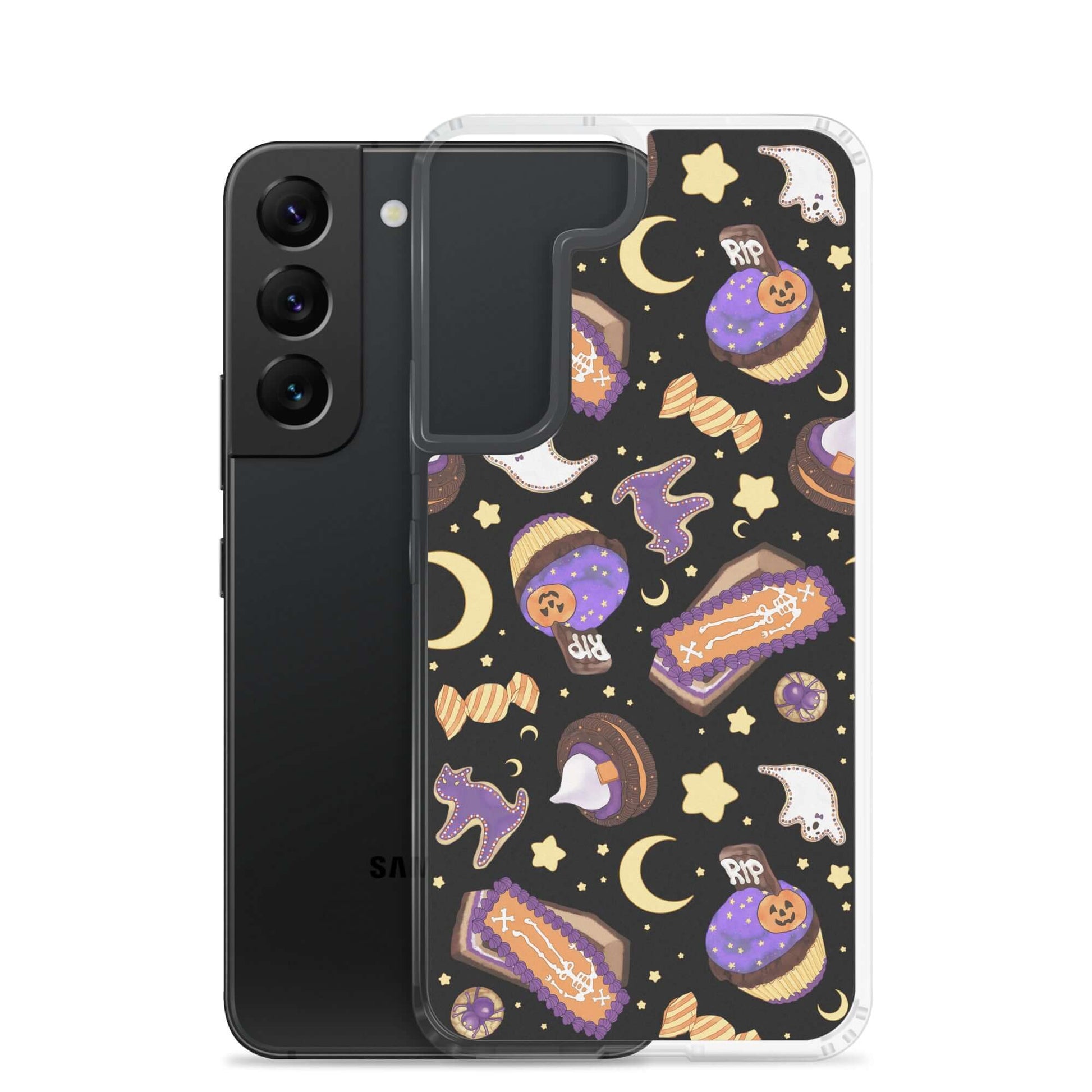 Stylishly protect your phone with the Halloween Treat Samsung® Clear Case, featuring fun Halloween designs.
