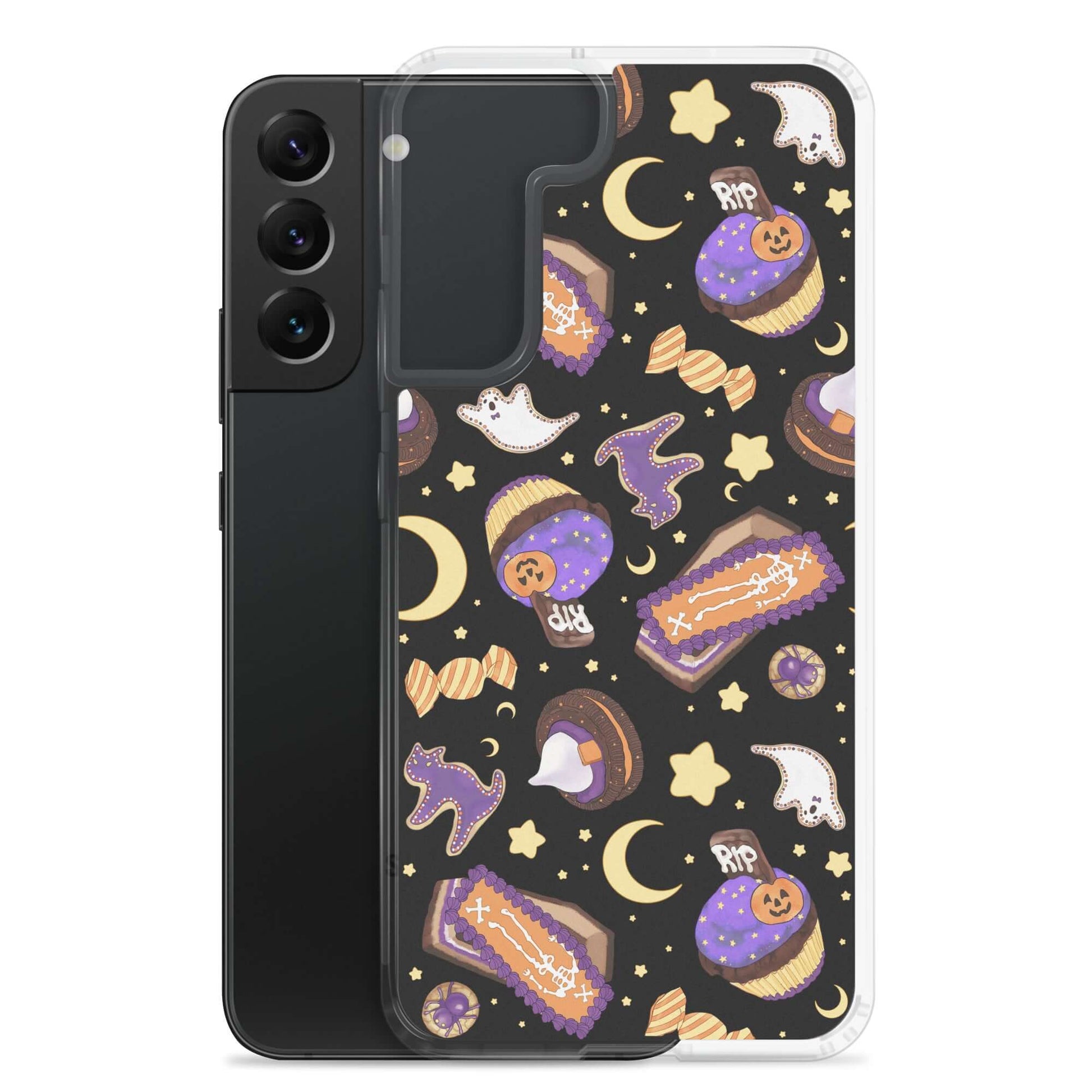 Sleek Halloween Treat Samsung® Clear Case featuring fun Halloween designs to protect your phone stylishly.