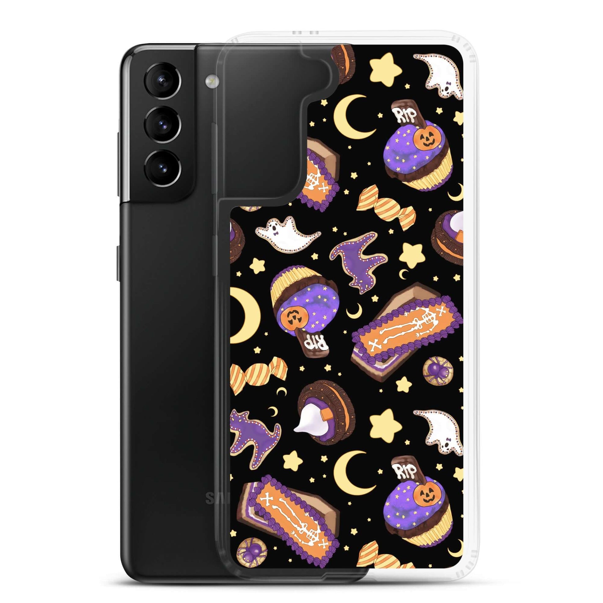 Protect your phone in style with the Halloween Treat Samsung® Clear Case, featuring fun Halloween designs and durability.