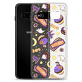 Sleek Halloween Treat Samsung® Clear Case featuring colorful treats, perfect for protecting your phone in style.