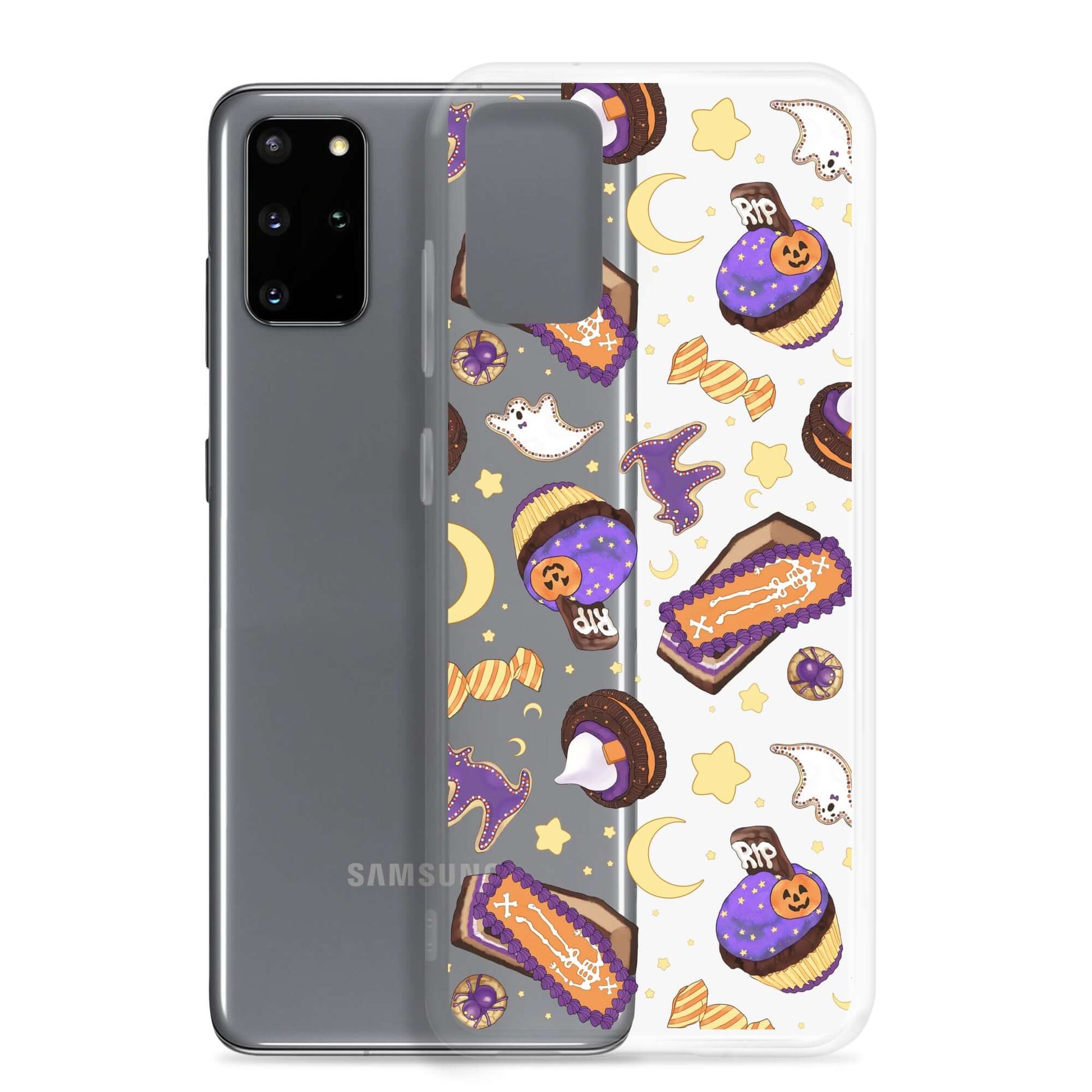 Sleek Halloween Treat Samsung® Clear Case featuring fun spooky designs keeps your phone safe and stylish this season.