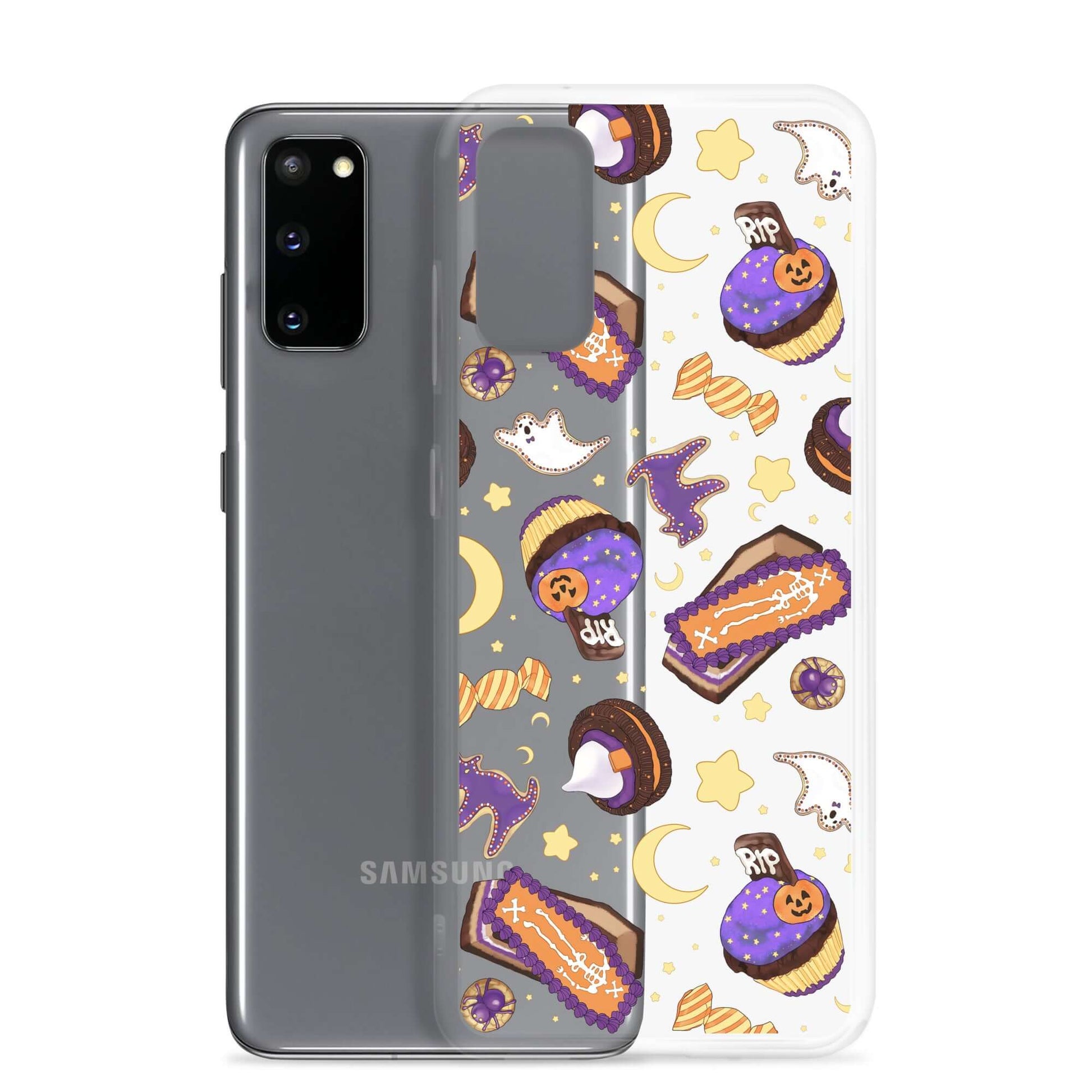 Halloween Treat Samsung® Clear Case features fun Halloween designs, keeping your phone safe and stylish. Perfect for fall!