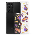 Sleek Halloween Treat Samsung® Clear Case featuring fun Halloween candy designs, perfect for protection and style.