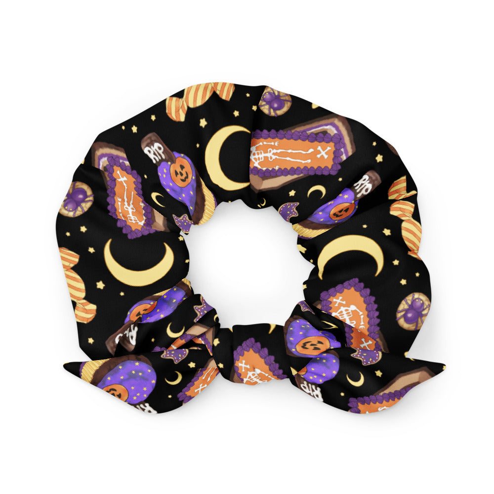 Stylish Halloween Treat Scrunchie featuring fun festive designs, perfect for keeping your hair in check this season!