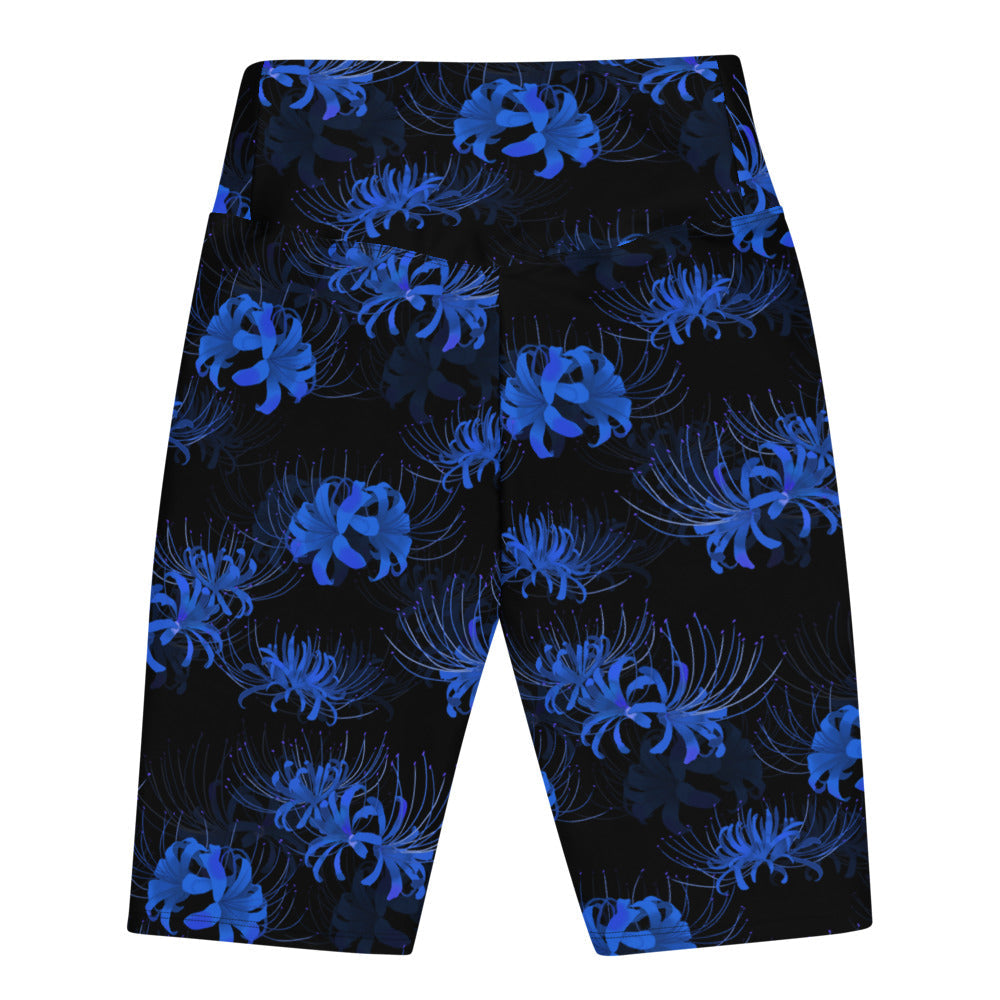 Stylish Higanbana Biker Shorts featuring bold spider lily patterns, perfect for an active lifestyle.