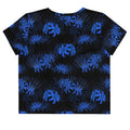Stylish Higanbana Crop Top in blue with floral design, perfect for a feminine yet edgy look from gym to streets.