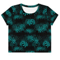 Stylish Higanbana Crop Top in teal, perfect for any outfit, from gym to streets, by your favorite brand.