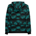 Stylish Higanbana Hoodie featuring teal blooming spider lilies on a black background, perfect for a mysterious vibe.