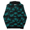 Stylish Higanbana Hoodie featuring blooming spider lilies in teal, perfect for a dark, mysterious look.