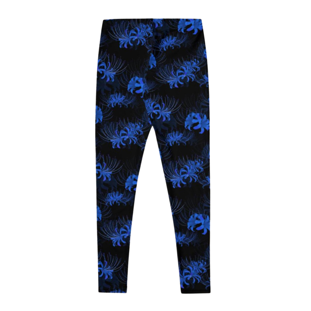Elevate your workout with Higanbana Leggings, featuring a stunning blue floral design for style and comfort.