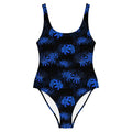 Stylish Higanbana One-Piece Swimsuit with blue floral design, perfect for making a bold summer statement.