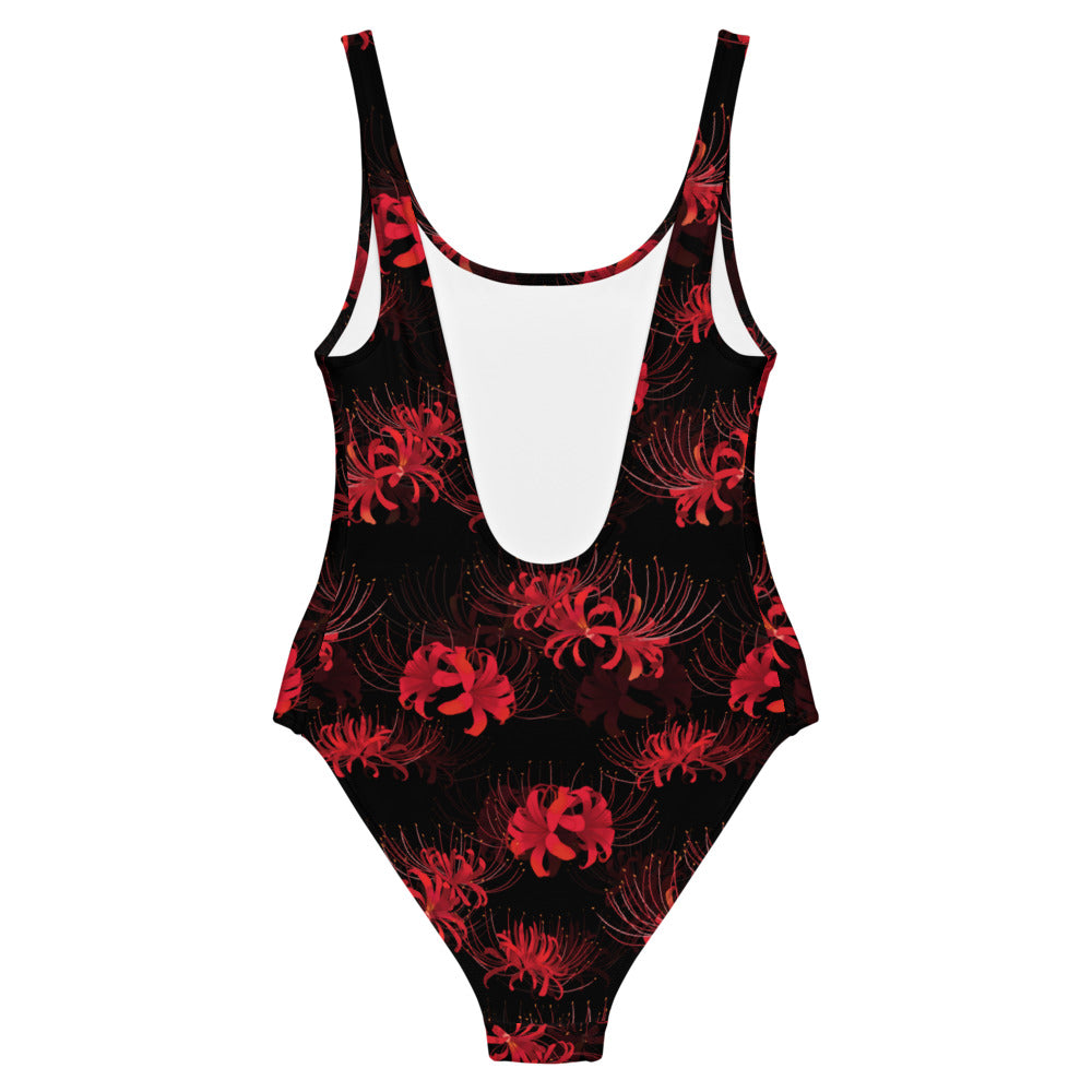 Flatter your figure with the Higanbana One-Piece Swimsuit, featuring a bold floral design perfect for any femme-fatale.
