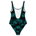 Stylishly flaunt your figure in the Higanbana One-Piece Swimsuit with its dark, floral design and flattering cut.