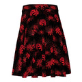 Stylish Higanbana Skater Skirt in bold red floral design, perfect for adding an edgy touch to any outfit.