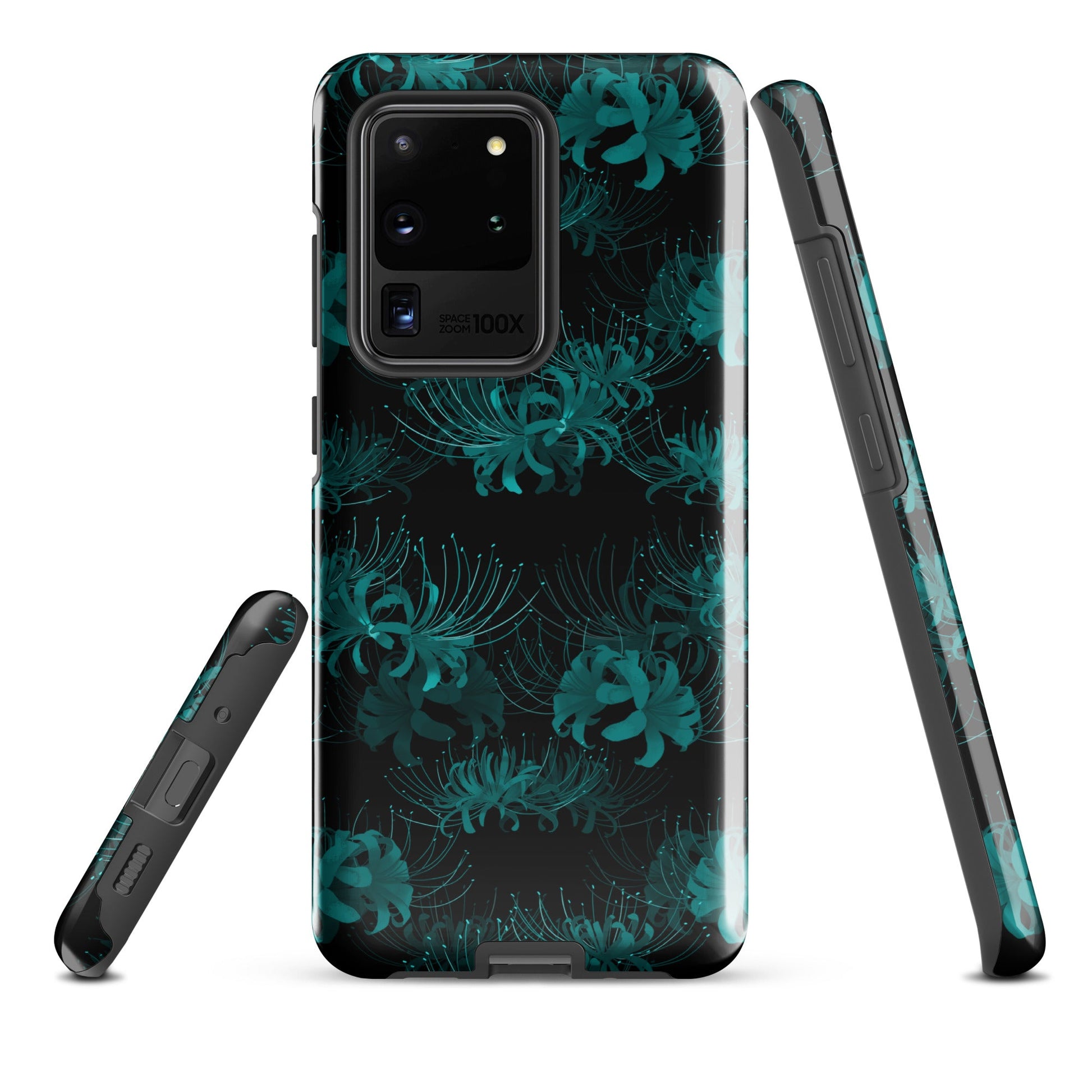 Higanbana Samsung® Tough Case features a sleek design with floral patterns, providing durability and protection for your phone.