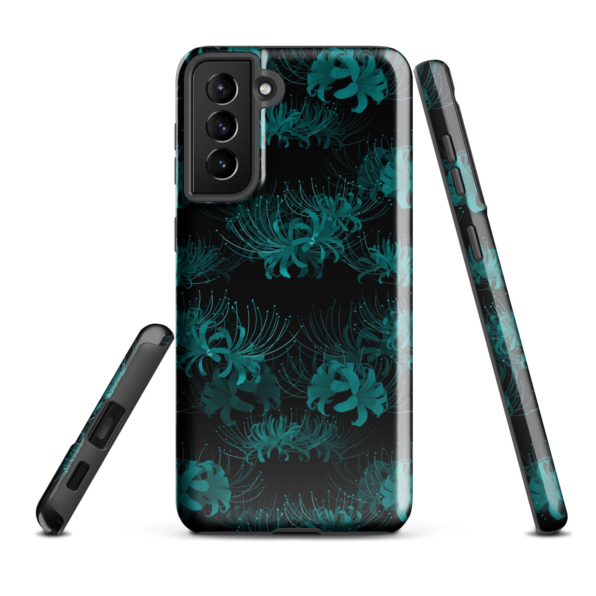 Higanbana Samsung® Tough Case features a sleek design with floral patterns, providing durability and protection for your phone.