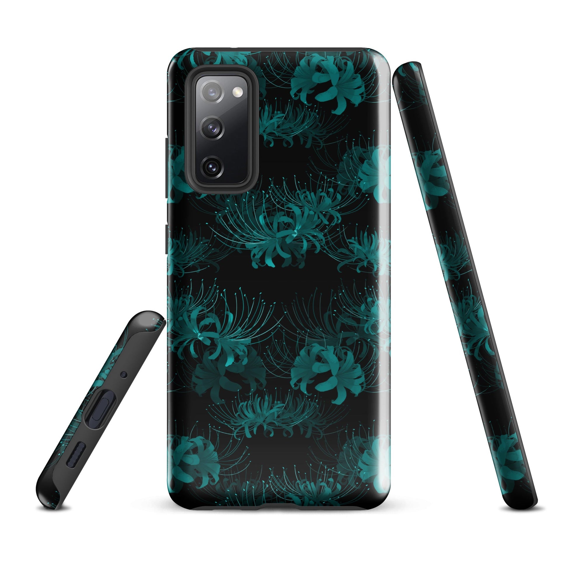 Higanbana Samsung® Tough Case features a sleek design with floral patterns, ensuring your phone stays protected and stylish.