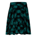 Stylish Higanbana Skater Skirt in teal, perfect for a feminine yet edgy look, versatile for any outfit.