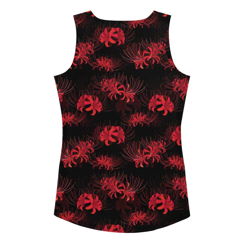 Elevate your workout style with the Higanbana Tank Top featuring a vibrant floral design, perfect for gym motivation.