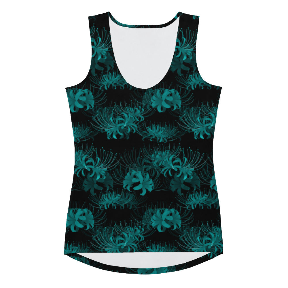 Stylish Higanbana Tank Top with a vibrant floral print, perfect for adding flair to your workout wardrobe.
