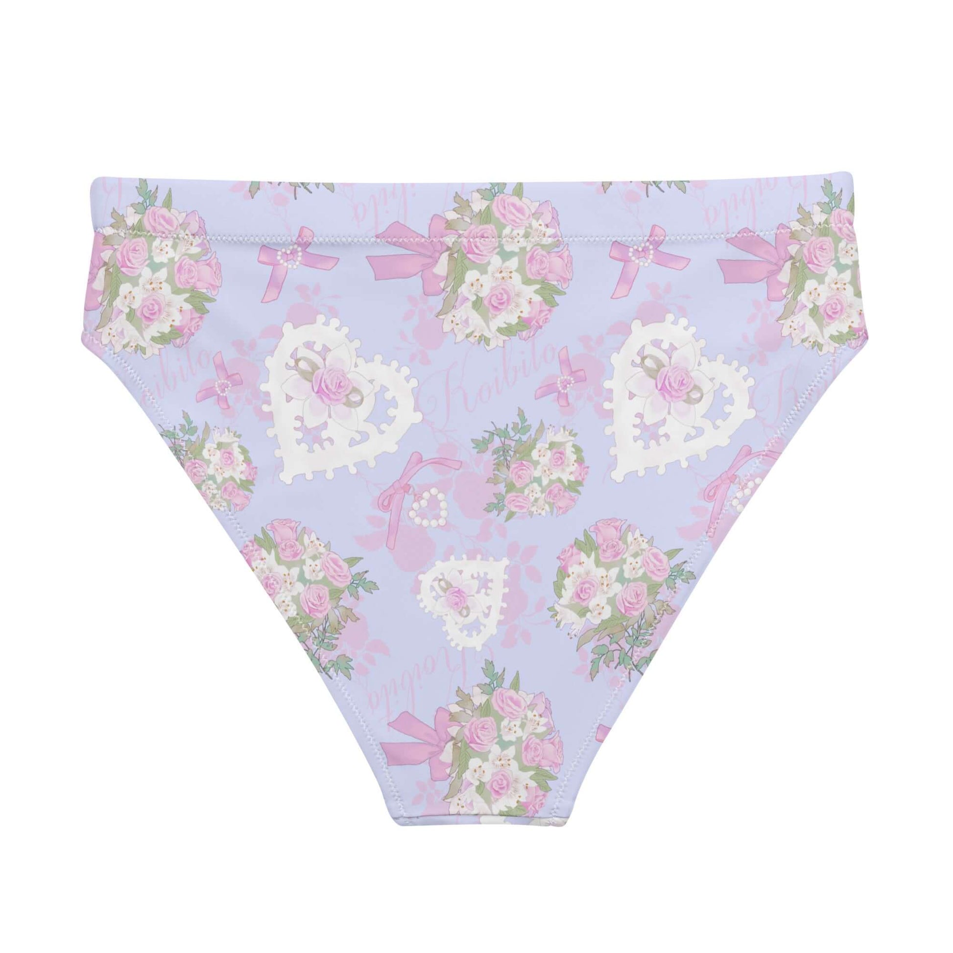 High-waisted Anniversary Bikini Bottom features a floral print, perfect for pool runs or beach strolls with style.