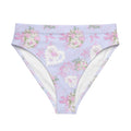 Floral print High-waisted Anniversary Bikini Bottom, perfect for pool runs or beach strolls, by a trendy swimwear brand.