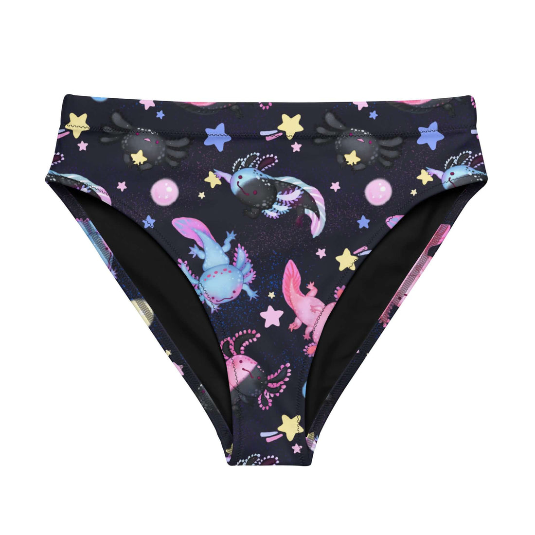 Soft and comfortable High-waisted Axolotl Bikini Bottom perfect for beach days or relaxing spa visits.