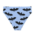 High-waisted Lilith Bikini Bottom features a stylish bat print, perfect for beach adventures and comfort.