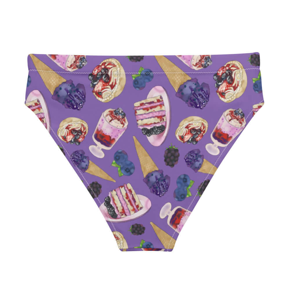 High-waisted Berry Bikini Bottom features a fun berry print, perfect for summer beach adventures or spa days.