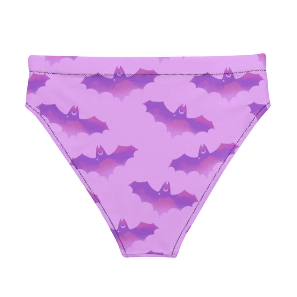 Elevate your beach style with the High-waisted Aensland Bikini Bottom, featuring a playful bat print for comfort.