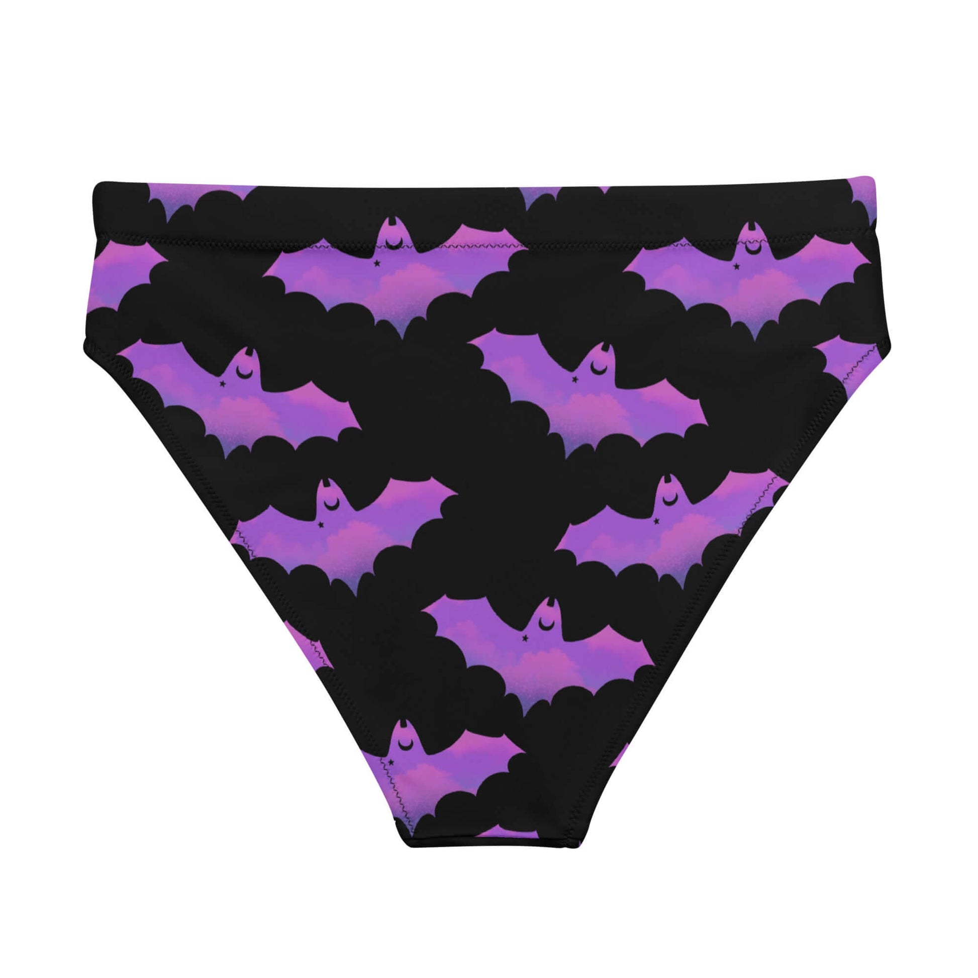 Elevate your beach style with the High-waisted Aensland Bikini Bottom, featuring a playful bat pattern for comfort.