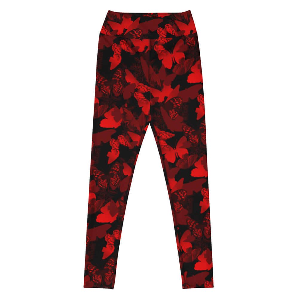 Explore unique High-waisted Butterfly Leggings featuring vibrant butterfly silhouettes, perfect for a stylish workout look.