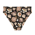 Stylish high-waisted Café Bikini Bottom featuring a delightful tea and pastry print, perfect for beach adventures.