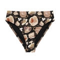 Stylish High-waisted Café Bikini Bottom featuring a delightful teatime print, perfect for beach days or spa visits.