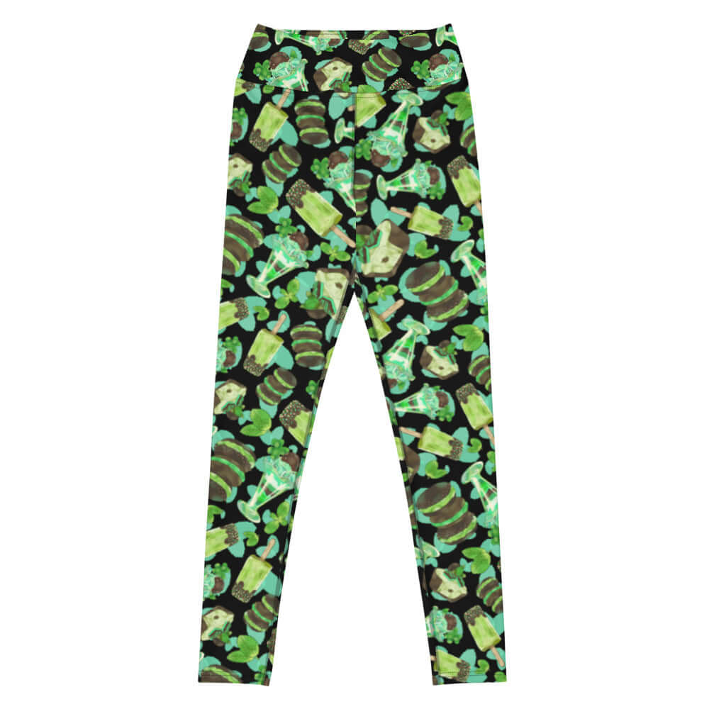 High-waisted Choco Mint Leggings in vibrant colors, perfect for gym, lounging, or summer outings.