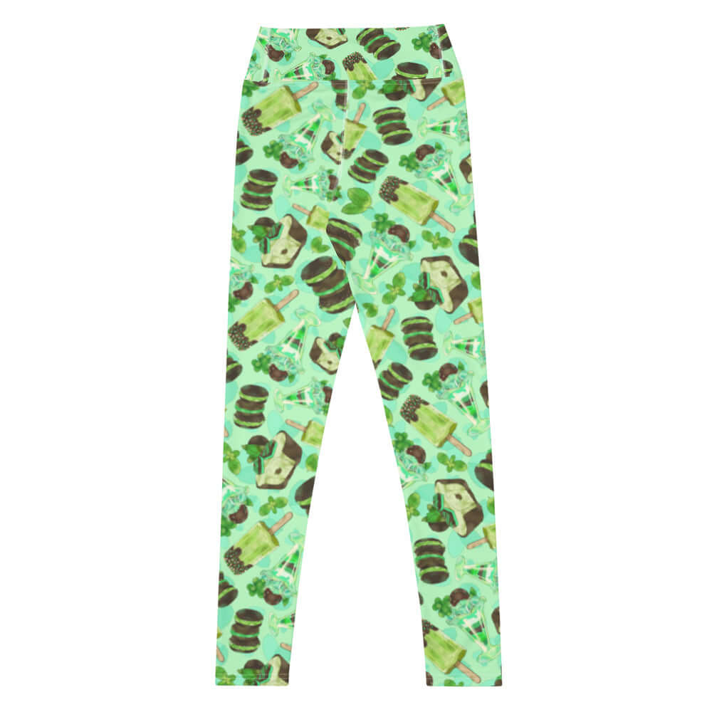 Bright and fun, the High-waisted Choco Mint Leggings are perfect for summer workouts or lounging in style.